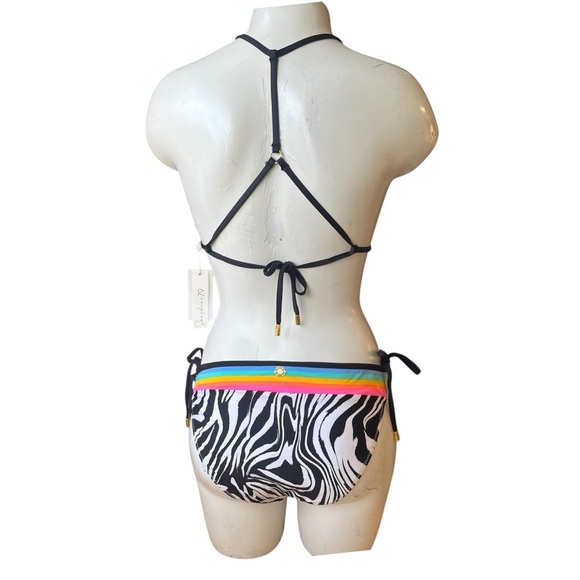 New Sunshine 79 Two Piece Bikini Set Black and White Zebra Print Women's Size 12 - Picture 3 of 11